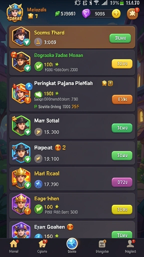 Screenshot menunjukkan berbagai pilihan slot dengan tema kucing.