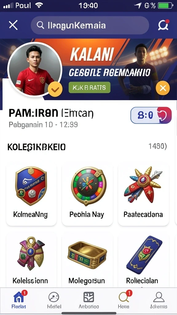 Tampilan layar utama dengan berbagai pilihan slot.